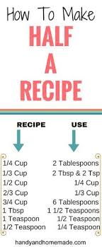 How To Make Half Of A Recipe Handy Homemade Cooking Measurements Cooking Tips Cooking