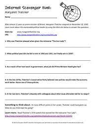 Internet Scavenger Hunt Margaret Thatcher History England British Thatcher Education Te Internet Scavenger Hunt Chemistry Lessons Math Review Worksheets