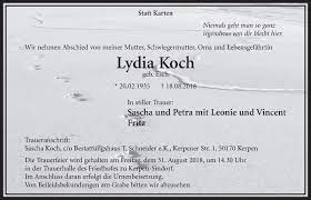Join facebook to connect with lydia koch and others you may know. Traueranzeigen Von Lydia Koch Wirtrauern