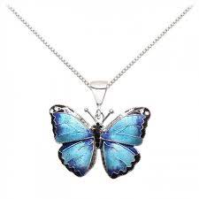Beautiful alloy rhinestone butterfly long necklaces sweater necklace fashion enamel butterfly necklace for women girls（blue） 4.3 out of 5 stars 187 $6.99 $ 6. Blue Morpho Butterfly Necklace
