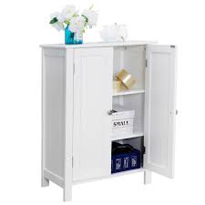 Bathroom Storage Cabinet Floor Cupboard Mdf Waterproof Durable Finish Adjustable Inner Height Board No Rocking Walmart Com Walmart Com