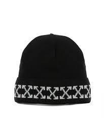 Black And White Beanie Off White Beanie Arrows In Black Wool In Black White Modesens White Beanies Black Wool Intarsia Patterns