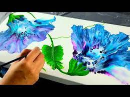 Ready to fulfill an order of any size for you :) worldwide shipping! Gorgeous Blown Flowers With Hand Painted Leaves Easy Tutorial Acrylic Pouring Fluid Art Youtube