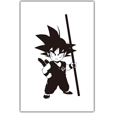 Dragon Ball Son Goku Cute Black And White Cartoon Art Poster Image Wall Painting Canvas Children Black And White Cartoon Cartoon Art Dragon Ball Art