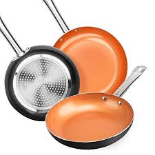 Shineuri Nonstick Ceramic Copper Pan Set 8 9 5 11 Inch Frying Pan Set Fry Pan Set With Stainless Steel Handle Suitable For Cooking Saute Vegetables Steaks Induction Compatible In 2020 Cooking Stores