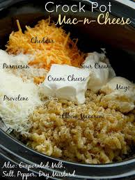 Crock Pot Mac N Cheese With Elbow Macaroni Shredded Cheddar Cheese Provolone Cheese Parmesan Cheese Sour Cream Mayonn Recipes Food Crockpot Mac And Cheese