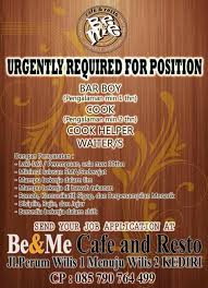 Check spelling or type a new query. Contoh Lowongan Pekerjaan Menjadi Chef Masnurul