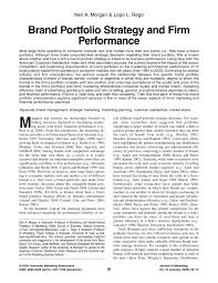 Because marketing has not changed. Pdf Brand Portfolio Strategy And Firm Performance
