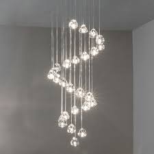 Modern Crystal Cluster Pendant Light Unique Crystal Lamp Shade Duplex Stair Living Room