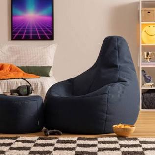 Complete gaming lounge set including recliner chair and matching footstool, AI generated
