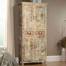 Check spelling or type a new query. Lora Hand Carved Patterns Distressed Mango Wood Tall Cabinet W Drawers
