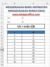 Barisan aritmatika dikatakan naik jika dan hanya jika bedanya bernilai positif, sebaliknya barisan aritmatika dikatakan turun. Mengerjakan Baris Aritmatika Menggunakan Rumus Excel Belajar Office
