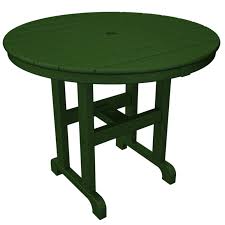 Outdoor Polywood Round 36 In Recycled Plastic Dining Table Green Patio Furniture In 2020 Trex Outdoor Furniture Round Outdoor Dining Table Outdoor Dining Table