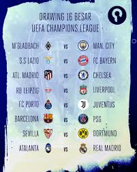 Drawing 16 besar liga champions 2020/2021 pada senin (14/12/2020) mempertemukan barcelona vs psg. Panditfootball Com On Twitter Hasil Undian Babak 16 Besar Liga Champions 2020 21 Pertandingan Mana Yang Paling Seru Ucl Ucldraw