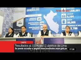 Onpe capacita a personeros técnicos de las dos agrupaciones políticas en contienda sobre el cómputo de resultados. Onpe Entrega Resultados Al 100 En Doce Distritos De Lima Y Uno Del Callao Tvperu