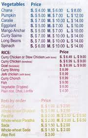 Danforth Roti Shop Menu Menu For Danforth Roti Shop East Danforth Toronto