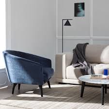 Our King Boulevard Armchair In A Stunning Blue Velvet Fabric Styled Alongside King Living S Felix Sofa And Crescent Mar Occasional Chairs Furniture Home Decor