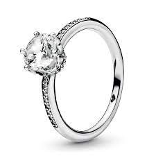 Pandora Clear Sparkling Crown Ring Girlfriend Ring Rose Gold Diamond Ring Engagement Rings Sapphire