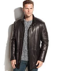 Magnified Main Image Leather Coat Car Coat Bomber Jacket Men