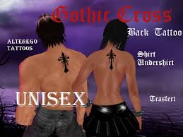 Celtic cross tattoo on back for men. Second Life Marketplace Gothic Cross Back Tattoo