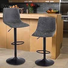 Enjoy the view from up high on a bar stool. Maison Arts Swivel Bar Stools Set Of 2 For Kitchen Counter Adjustable Counter Height Bar Chairs With Back Tall Barstools Pu Leather Kitchen Island Stools Grey
