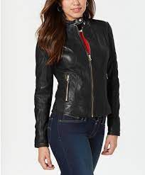 Guess Leather Jacket With Snap Collar Reviews Coats Women Macy S Leather Jacket Plus Size Leather Jacket Leather Jackets Women