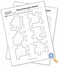 Mixed Pentomino Puzzles Worksheetworks Com Logic And Critical Thinking Maths Puzzles Teaching Math
