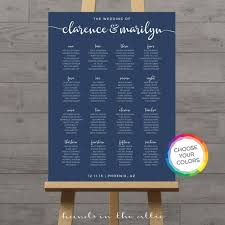 Navy Wedding Seating Chart Sign Plan Dark Blue Printable Display Guest Seating Plan Plan De Table Choose Your Color Digital Pdf Wedding Seating Chart Sign Seating Chart Wedding Wedding Seating