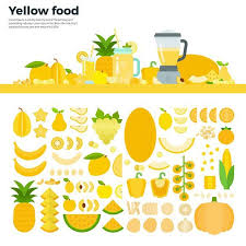Yellow Healthy Food Yellow Vegetables Yellow Foods Flat Illustration