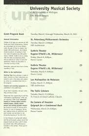 Copyright restrictions apply to this material. Ums Concert Program Tuesday Mar 05 To 20 University Musical Society 2002 Winter Tuesday Mar 05 To 20 Ann Arbor District Library
