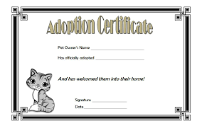 Cat Adoption Certificate Template Free 4 Adoption Certificate Cat Adoption Birth Certificate Template