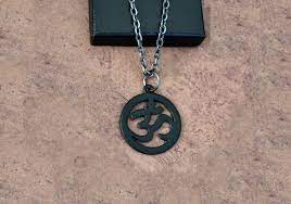 Mens Black Necklace Jewelry For Men Om Aum Pendant Black Etsy Black Chain Necklace Black Pendant Necklace Mens Black Chain Necklace