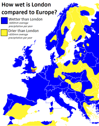 How Wet Is London Vs Europe Map Planet Map World Geography
