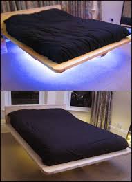 Floating bed svariata 01 core beech. Amazing Modern Floating Bed Design With Under Light Hoommy Com Floating Bed Bed Design Floating Bed Diy