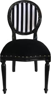 Its formal and supportive high seat back is designed for comfort and visual appeal. Casa Padrino Luxury Baroque Medallion Dining Chair Black White Stripes Black Furniture
