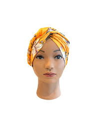 Yellow Floral Braided Turban for Cancer Patients ~ Hair Loss ~ Hijab ~  Tichel ~ Head Wrap ~ Cancer Gifts ~ Thinning Hair ~ Chemo Headwear