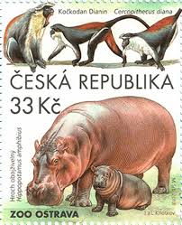 Ceska Republika Tschechien 2018 Naturschutz Zoologische Garten Hippopotamus Zoological Garden Post Stamp