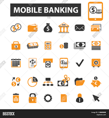Part of a series on financial services. Mobile Banking Icons Vector Photo Free Trial Bigstock
