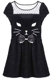 Black Kitty Dress Cat Dresses Fashion Black Dress With Sleeves