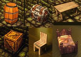 Fantasy Paper Miniature Models Hero Quest Style Furniture For Your Dungeon Paper Crafts Dungeons And Dragons Miniatures Miniature Model
