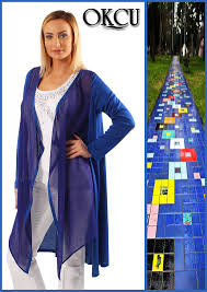 Bayan Fashion Newseason Hirka Triko Buyukbeden Mavi Sifon Okcu Bahar Salas Hirkalar Triko Mavi