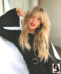 Black Black Hair Fringe Blonde Curtain Dress Fringe Longblonde Woman Blonde Woman With Curtain Fringe And Black Dress L Uzun Sac Kahkul Sac Sac Kesimi