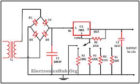 Power supplies and control schematics. 0 28v 6 8a Power Supply Circuit Using Lm317 And 2n3055