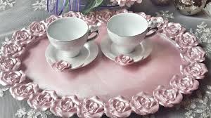 Gullu Pembe Poleyster Tepsi Tepsi Antep Fistigi Kabugu Eskitme Ahsap