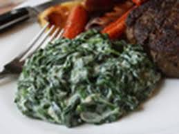 Ground beef kabobs on wooden skewers over a bed of vegetables. Steakhouse Creamed Spinach Via Foodwishes Com This Looks Fantastic Creamed Spinach Recipe Creamed Spinach Recipe Healthy Spinach Recipes Healthy