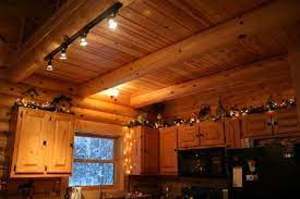 Like The Track Lighting Log Cabin Decor Rustic Track Lighting Log Home Interior