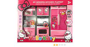 Hello kitty cat modern light sizzling sound kitchen set (large). Baby N Toyys Hello Kitty Modern Kitchen Play Set With Refrigerator Cook Top Pink Amazon In