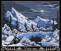 Inspired By Bob Ross Winter Moon My First Post Out There Nice To Meet You Pixelart 516 x 492 png 349 кб. inspired by bob ross winter moon my