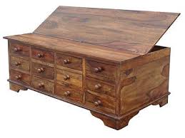 The whole build used 6 pallets of various sizes , 1 copper hot water cylinder. Jodhpur Solid Sheesham Wood 12 Drawer Coffee Table Trunk Chest Storage Oak Furniture Hut