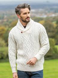 Directions for large and extra large are given in parentheses. Mens Shawl Neck Aran Sweater The Sweater Shop
